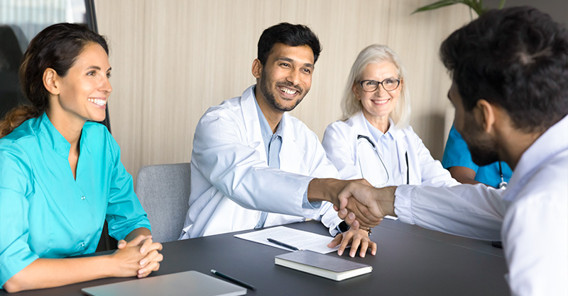 Physicians working together.